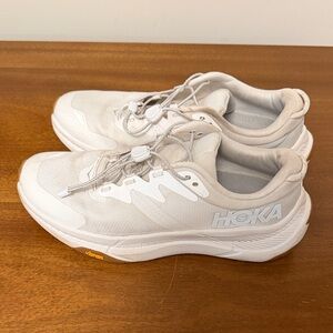Hoka Cream and White Athletic Shoes